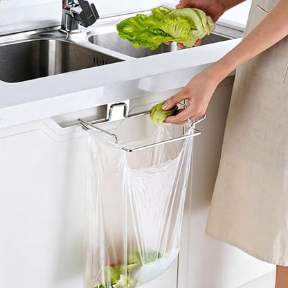 OYSIR Large Stainless Steel Trash Bag Holder for Kitchen Cabinets Doors and Cupboards, Under Sink Bag Holder, Garbage Bag Holder, Space Saving Waste Can, Hanging Kitchen Trash Cans