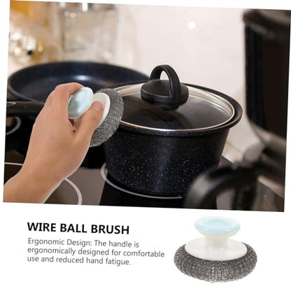 Ipetboom Ergonomic Kitchen Dish Scrubber Brush with Handle Heavy Duty Pot and Pan Cleaning Scrub Brush Non Slip Grip Multipurpose Scrubber for Grease and Dirt Removal Random Random Color
