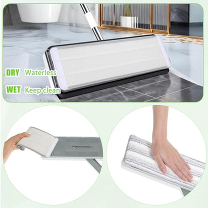 3 Pack Flat Mop Replacement Pad, 13" X 4.7" Microfiber Reusable Mop Pads Washable Mopping Pads Cleaning Mops Heads Cloth Replacement for Hardwood Floor Cleaning Wet Dry Use (White,Grey)
