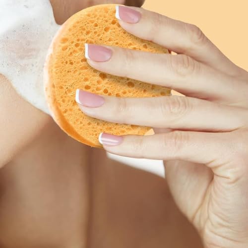 AKOAK 5 Pcs Face Compression Sponge Round Makeup Remover Pad is Reusable for Deep Cleansing, Exfoliating, and Makeup Removal(Yellow) - color: Yellow