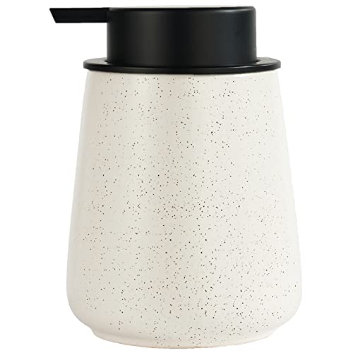 12Oz Ceramic Liquid Soap Dispenser - Modern Lotion Hand Soap Dispenser with Easy-to-Press Black Pump, Reusable and Refillable Dish Soap Dispensers for Bathroom & Kitchen, Speckled Matte Beige - color: Speckled Beige, style: Liquid Pump