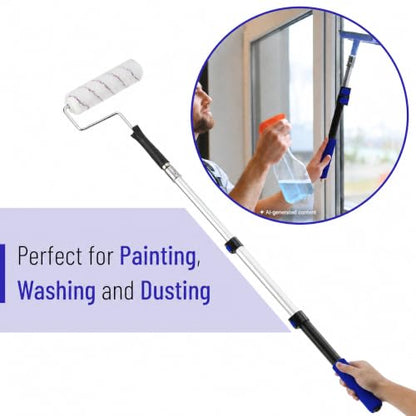 Bates- Telescopic Extension Pole, 3 Ft, Aluminum Alloy, Sturdy Multi-Purpose Extension Pole with Flip-Lock Design for Painting, Dusting and Cleaning - color: Black and Dark Blue, size: 3 Ft, 1 Pack