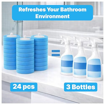 CiLoN 24 Pack Auto-Open Lid Disposable Toilet Bowl Brush & Holder Refills | Wall-Mounted Disposable Toilet Cleaning Set For Touch-Free Space-Saving Hygienic Modern Bathrooms (Ocean Breeze + 24 Sponge) - size: Ocean Breeze - 24 Refills