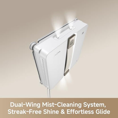 Mova N1 Window Cleaning Robot, Compact Dual-Spray Window Cleaner, 8000Pa Suction, 12-Level Safety Protection, Intelligent Path Planning, 6 Cleaning Modes, for Windows Glass Tiles & Marble, White - color: White