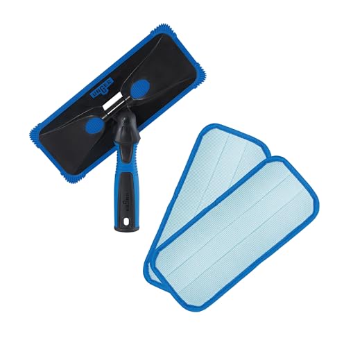 Unger ProClean Connect and Clean Indoor Window Cleaning Kit, Washing Tool with Swivel Head for Tight Corners and Edges, Streak-Free Results on Glass and Mirrors, Reusable Microfiber Pads - size: 1 Count (Pack of 1), style: ProClean Window Cleaning Tool