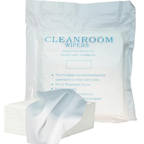 100 Pcs Cleanroom Cloth Wipes 9"x9" Microfiber Lint Free Cloth Disposable Clean Cloths Laser Sealed Edge for Lab Semiconductor Industries and Printing (bag of 100 Pcs) (9×9inch 100pcs)