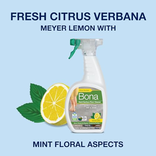 Bona Multi-Surface Floor Cleaner Spray - 32 fl oz - Lemon Mint Scent - Refillable - Residue-Free Floor Cleaning Solution for Stone, Tile, Laminate, and Vinyl Floors - size: 32 Fl Oz (Pack of 1)