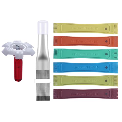 8 Pcs Air Conditioner Fin Comb Cleaner kit AC Coil Cleaning Brush 5 Different Fin Combs Condenser Fin Straightener AC Evaporator Comb Radiator Repair Clean Tool (Multicolor 8pcs) - color: Multicolor 8pcs