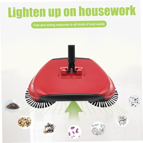 Carpet Sweeper 360° Rotation Manual Floor Sweeper with PET Broom Brush Robust Lightweight Hand for Home Office Low Carpets Rugs Undercoat Carpets, Red