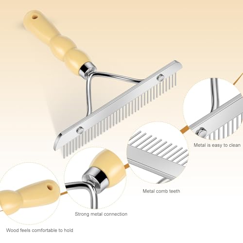 Metal Handheld Carpet Rake for Fluffy Plush, Pet Hair Removal Tool, Reusable Cat & Dog Hair Remover Comb, Brush Scraper Broom for Shag Rugs, Home Cleaning - Efficient Pet Hair Pickup