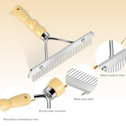 Metal Handheld Carpet Rake for Fluffy Plush, Pet Hair Removal Tool, Reusable Cat & Dog Hair Remover Comb, Brush Scraper Broom for Shag Rugs, Home Cleaning - Efficient Pet Hair Pickup