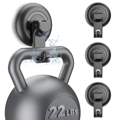 JOTPE Shower Hooks Suction Cup, Waterproof Heavy Duty Suction Cup Hooks for Bathroom, Glass, Door, Windows, Kitchen Hanging up to 11lbs, Easy to Install and Remove (4pack-Black) - color: Black