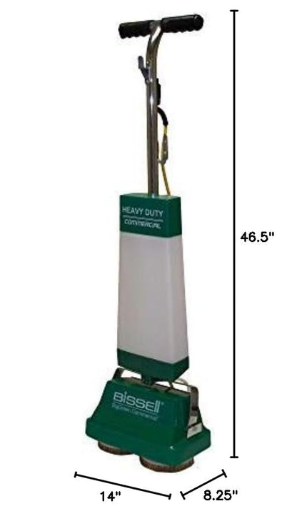 Bissell BigGreen BGFS5000 Portable Two Brush Floor Scrubber & Polisher, Polypropylene, 13"" W x 7"" D x 44"" H, White & Green
