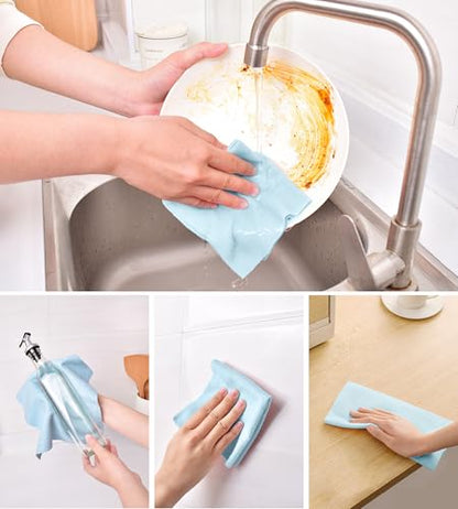 KitchLife Microfiber Cleaning Cloth Roll - Tear-Away Reusable Microfiber Paper Towels, Lint-Free, Washable, 20 Sheets for Kitchen, Car, Dishes, and Sensitive Surfaces (Blue) - color: Blue