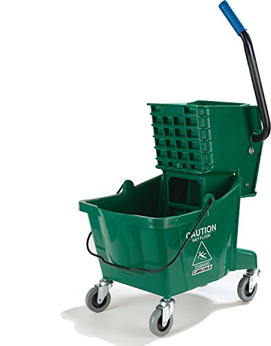 SPARTA Commercial Mop Bucket with Side Press Wringer, Floor Cleaning Essentials for Commercial and Home Use 26 Quart Capacity, 1 Count, Green - color: Green