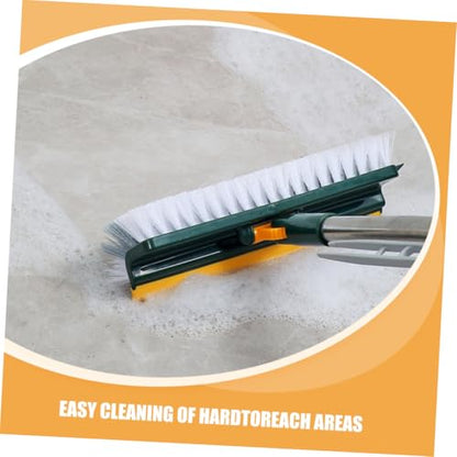 Ipetboom Multifunctional Long Handle Floor Scrub Brush Green Heavy Duty Cleaning Tool for Bathroom and Indoor Use Stiff Bristles for Effective Scrubbing and Squeegee Action