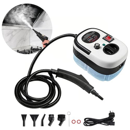 Mixoo Steam Cleaner, 6-Level Adjustable Handle, 15s Heat-Up, 1.08 Quarts Tank, Portable Steamer for Cleaning with 8 pcs Accessories for Home Dirt, Grease, Grout, Tile,Floor, Car (White Black, 1200ML)