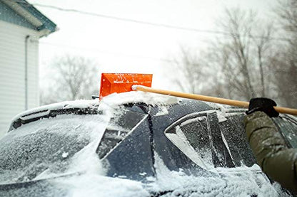 SNO-RAKE 18" Commercial Duty Snow Broom with 48" Wooden Finished Handle # 105