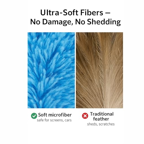 Microfiber Duster - 22'' Ceiling Fan Cleaner Duster, Dust Brush for Cleaning Window Blinds, Ceiling Fans, Furniture & Cars, Reusable Dust Remover Wand, Washable & Flexible Duster