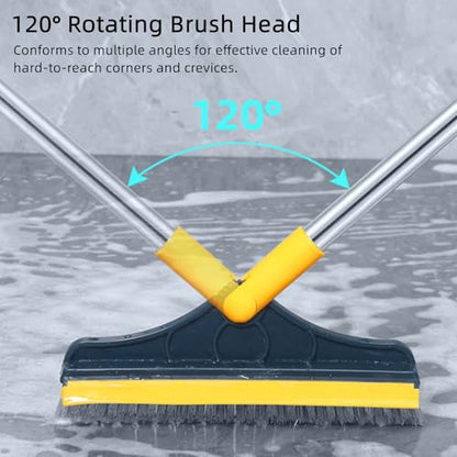 Yuguz Floor Scrub Brush, Deep Cleaning Brush with Scraper, Stand up Grout Brush, Grout Cleaning Brush for Tile Floors, Grout Brush with Long Handle, Scrub Brush with Stiff Bristles(39.37in) (White) - color: White