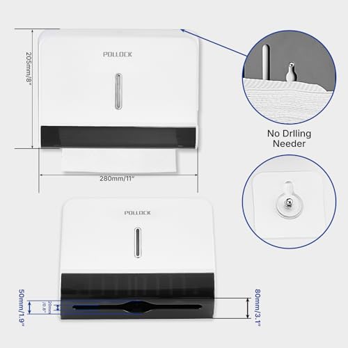 Commercial Paper Towel Dispenser Wall Mounted, Trifold/C-Fold/Multifold Hand Towel Holder, Hand Towel Dispenser for Bathroom Tissue Dispenser, Large Capacity 200 Sheets (White-5853) - color: White-5853
