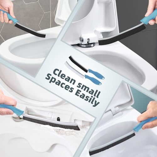 TQRR Toilet Brush, 4Pcs Bathroom Cleaning Brush, Toilet Scrubber, Deep Toilet Bowl Brush with Hanging Hole, Multifunctional Gap Cleaning Brush, Bristles for Kitchen Sinks, Tub,Shower (4, Light Blue) - color: Light Blue