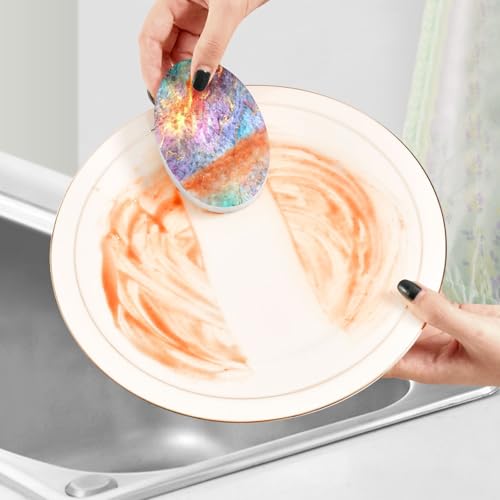 YETTASBIN Marble 3PCS Wood Pulp Scrub Sponges, Reusable Absorbent Household Cleaning Sponge Non-Scratch Kitchen Dish Sponges, Multi-Surface Safe Scrubber for Nonstick Pans, Pots