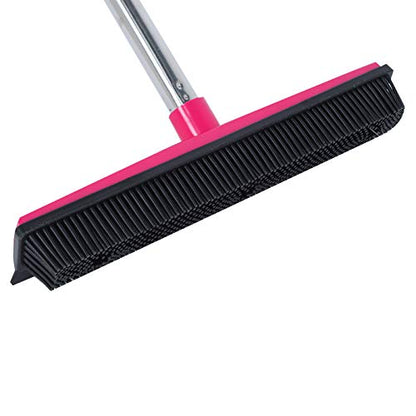 Multifunction Telescopic Floor Carpet Broom Pet Hair Dust Removal Cleaner Sweeper Tools (Pink) - color: Pink