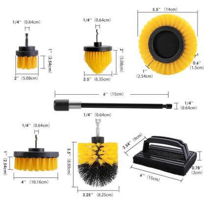 7 Piece BBQ Grill Cleaning Brush Ultra Stiff Drill Powered Cleaning Brushes Nylon Safe Bristle BBQ Grill Rust Remover Gift for Dad Grill Cleaner for Outdoor Grill (Yellow) - color: Yellow