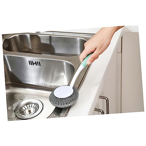 PartyKindom Steel Ball Dish Scrubber Brush with Ergonomic Handle for Easy Cleaning of Pots Pans and Dishes Non-Slip Gripping Design Green Color for Kitchen Use - color: Green