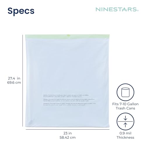 Ninestars Extra Strong Trash Bags with Drawstring, Multiple Sizes 90 Count, Kitchen Drawstring trash bags 90 Trash Bags (10 Gallon 90 ct White) - size: 10 Gallon 90 ct