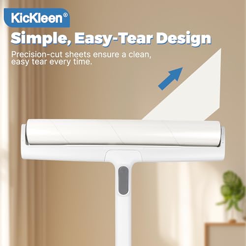 13.8" Large Lint Rollers/7.5" Small Lint Rollers for Pet Hair Extra Sticky,Large Roller with Long Handle for Cleaning Carpets, Clothing,Floors,Couch, Furniture Wall Cleaner Mop Dust Remover (White) - color: White