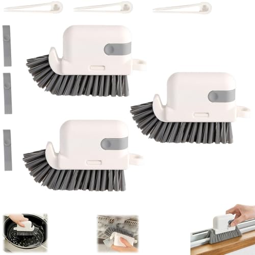 3-in-1 Removable Window Slot Brush,New Window Groove Cleaning Brush, Portable Window Track Cleaner Window Groove Cleaning Brush Tools with Hidden Scraper for Home Window Groove (Gray-3PCS) - color: Gray-3pcs