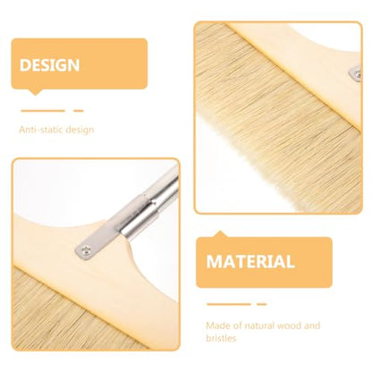 Anti-Static Broom Soft Bristle Brush Sweeping Brooms for Kitchen Bedroom Bathroom Wooden Handle - color: Khaki