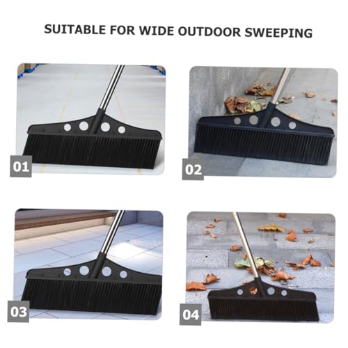 Wide Detachable Broom Handle for Outdoor Sweeping Versatile Stainless Steel Deck Scrub Brush for Concrete for Gardens and