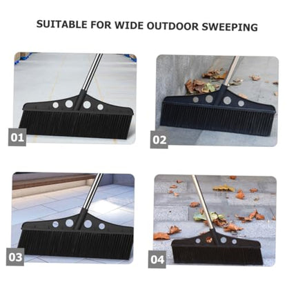 Wide Detachable Broom Handle for Outdoor Sweeping Versatile Stainless Steel Deck Scrub Brush for Concrete for Gardens and