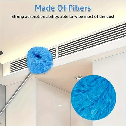 Extendable Cleaning Duster - Household Furniture Dusting Tool, Ceiling Fan Dust Remover | Flexible Telescopic Handle System, Bendable Microfiber Head with Soft Reach for High Area Cleaning - color: Red