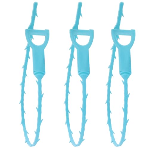 3 Pack 20 Inch Drain Clog Remover Snakes, Hair Cleaning Tool Effective Drain Snake Auger Tool for Sink, Shower, Bathtub, and Toilet(Blue) - color: Blue