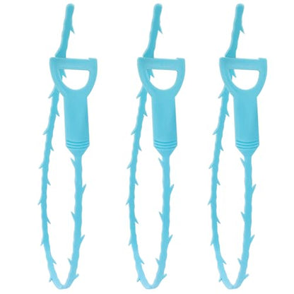 3 Pack 20 Inch Drain Clog Remover Snakes, Hair Cleaning Tool Effective Drain Snake Auger Tool for Sink, Shower, Bathtub, and Toilet(Blue) - color: Blue