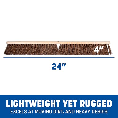 SPARTA Flo-Pac Garage Sweep with Palmyra Bristles, Heavy Duty Broom Head for Indoor and Outdoor Use on Rough Surfaces, 24" Long, 1 Count, Natural