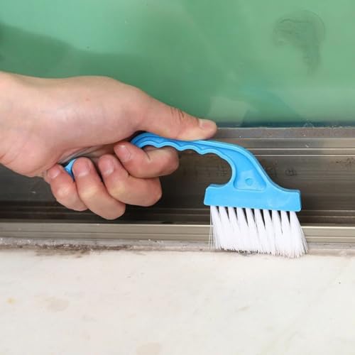 1 Pack Window Track Cleaning Brush, Crevice Cleaner Tool for Household Narrow Gaps and Sliding Tracks (Blue) - color: Blue