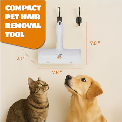 Pet Hair Remover with Fur Collector - Easy to Use Pet Hair Removal Tool - Cat & Dog Hair Remover for Couch, Furniture, Clothes, Bedding, Car - Reusable Lint Roller (White) - color: White