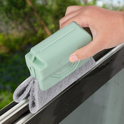 3PCS Car Magic Window Track Cleaner, Vehicle Window Groove Cleaning Brush Tools Set with Handheld, Automotive Air Conditioner Vents Narrow Gaps Clean Brush, Universal Fit (Green) - color: Green