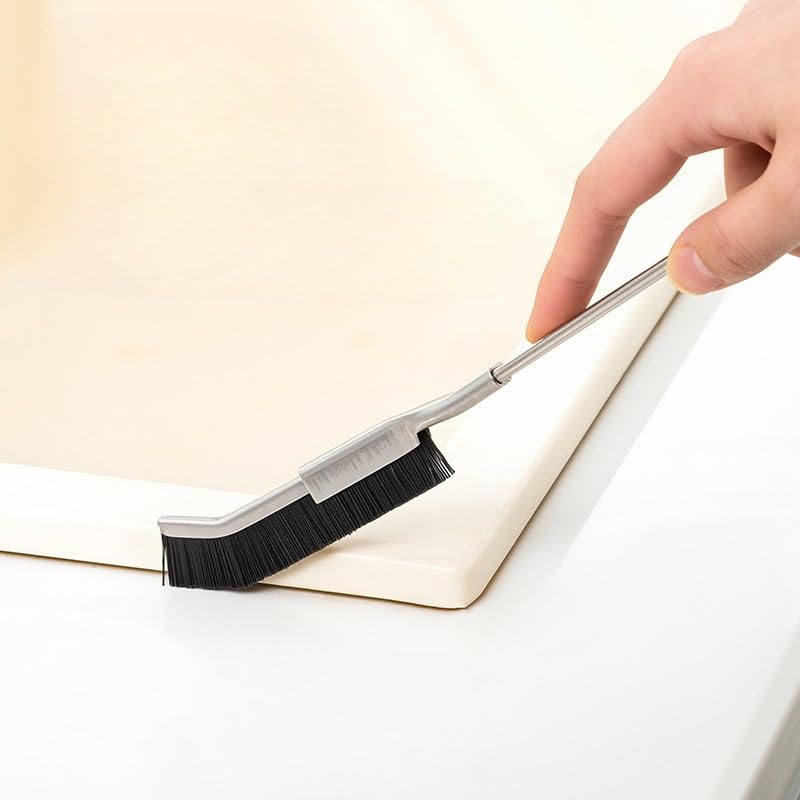 1 Piece Stainless Steel Handle Gap Cleaning Brush Window Door Floor Tile Groove Hard Nylon Brush Multifunction Bathroom Kitchen Cleaning Tools, 25cm