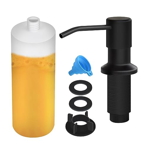 Soap Dispenser for Kitchen Sink, Built in Sink Soap Dispenser Lotion Dispenser with 17 OZ Bottle, Refill from The Top Bar Sink Soap Dispenser, Black (1 Pack) - color: Black 01, size: Comes with 17 OZ Bottle