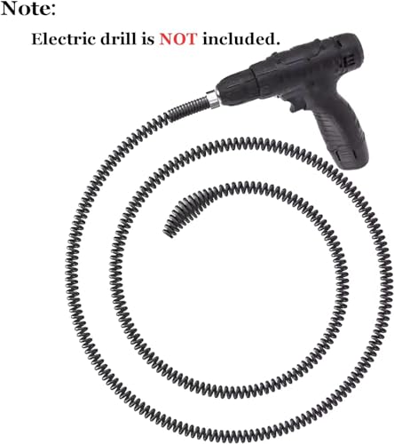 Amonk Drain Auger Cable 3.28Ft Clog Remover with Drill Connector 10mm Flexible Plumbing Snake Pipe Drain Cleaner for Kitchen, Bathroom and Shower Sink
