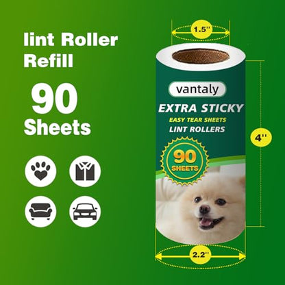 Extra Sticky Lint Roller Refills,Fits Most 3.9"-4" Standard Size Lint Roller with Inner Diameter at 1.5", 8 Pack with 720 Sheets Total, Pet Hair Remover for Clothes, Car, Furniture - size: 720 Refills