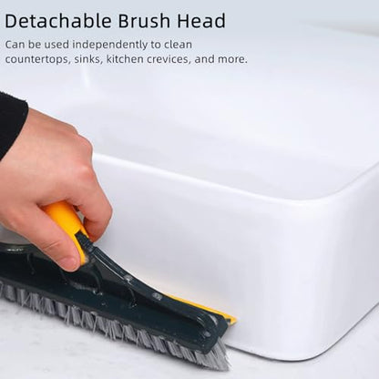 Yuguz Floor Scrub Brush, Deep Cleaning Brush with Scraper, Stand up Grout Brush, Grout Cleaning Brush for Tile Floors, Grout Brush with Long Handle, Scrub Brush with Stiff Bristles(39.37in) (Green) - color: Green