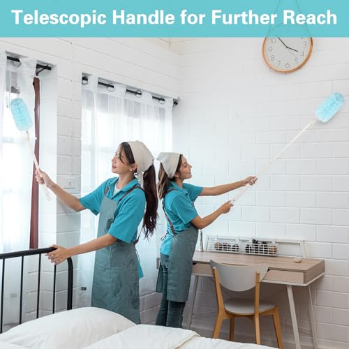 360° Duster Refills Kit for Swiffer Duster, 25 Pack & 1 Handle, Multi-Surface Dusters with 4X Cleaning Power. Efficient Duster Kit for Cleaning Pet Hair, Home, Office, Blinds, Furniture and More - color: Long Handle - 25 Pack