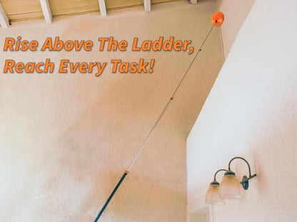 30 Foot High Reach Duster Kit with 5-24 ft Extension Pole // High Ceiling Dusting and Window Cleaning Kit with Telescopic Pole // Window Washer & Squeegee, Cobweb Duster, Fan Blade and Feather Duster - size: 24 feet